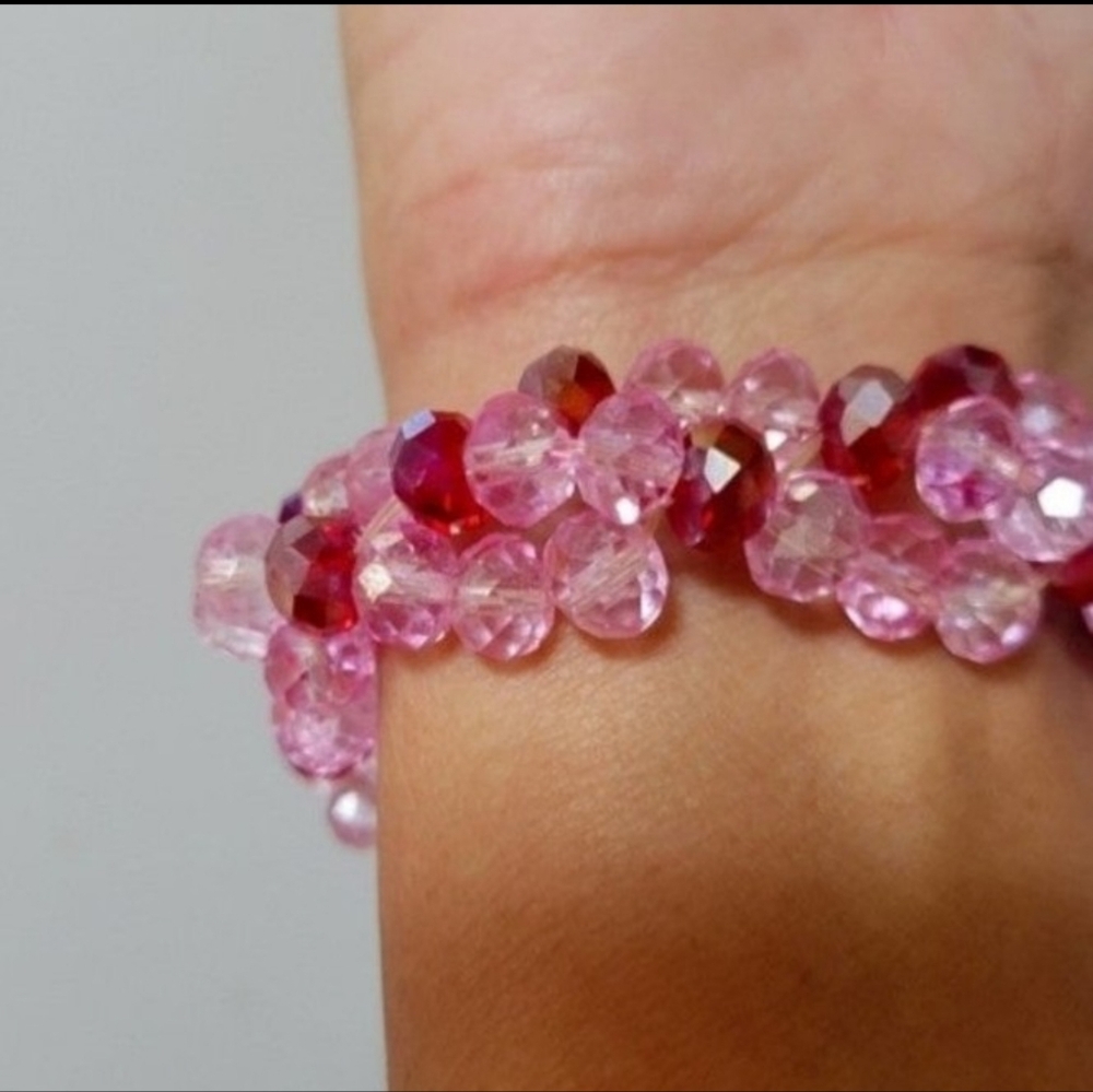 BEADED STRETCH ABSTRACT BRACELET 3 ROWS - Picture 4 of 11